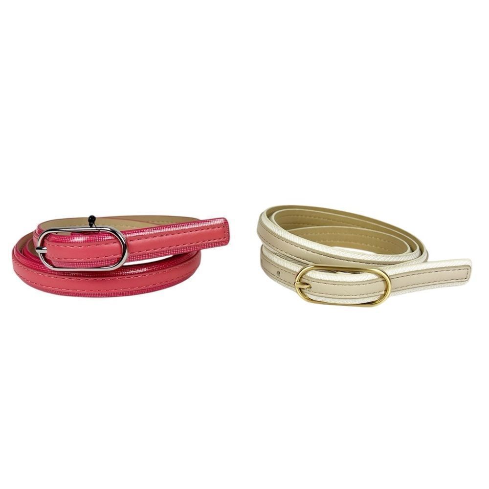 Calvin Klein Women's Skinny Belts Set of Two Pink and‎ Tan Size Medium
